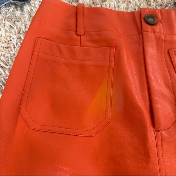 Maeve by Anthropologie Colette faux leather mini skirt in orange NWT Medium New - Picture 8 of 16
